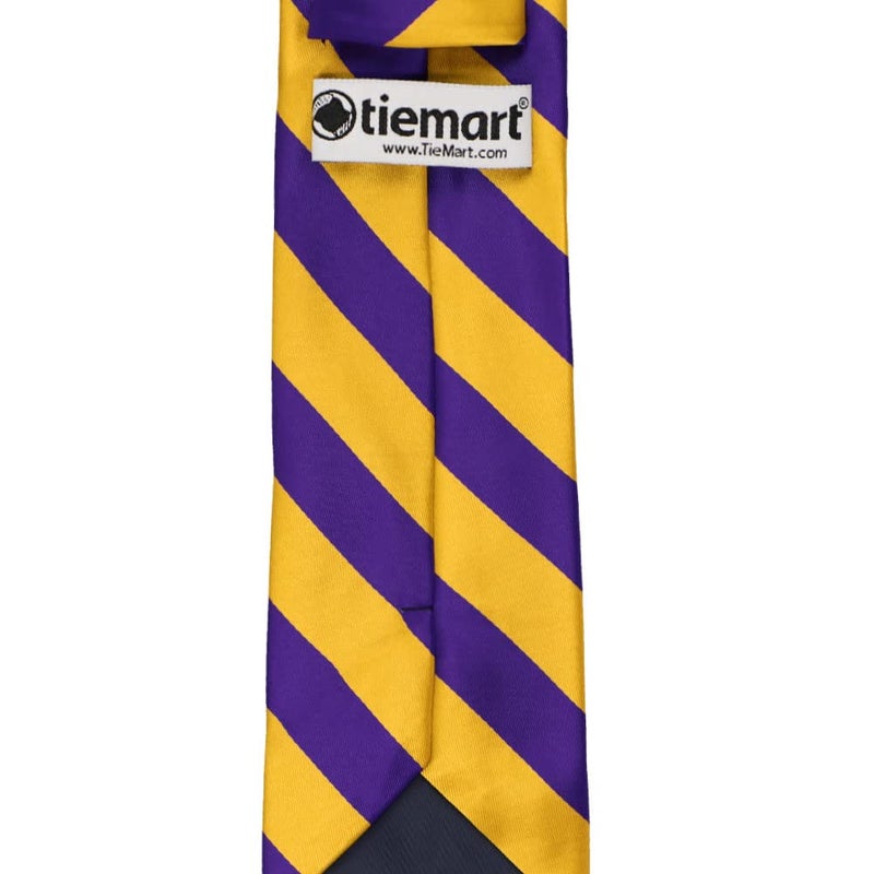 tiemart Striped Tie (Dark Purple and Golden Yellow) - Image 3
